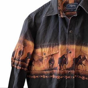 ~Post Malone~ Roper Western Snap button horses